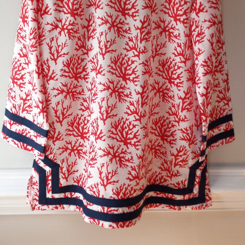 'French Curve' Size L Long Sleeve Tunic Coral design NWOT - Picture 9 of 13